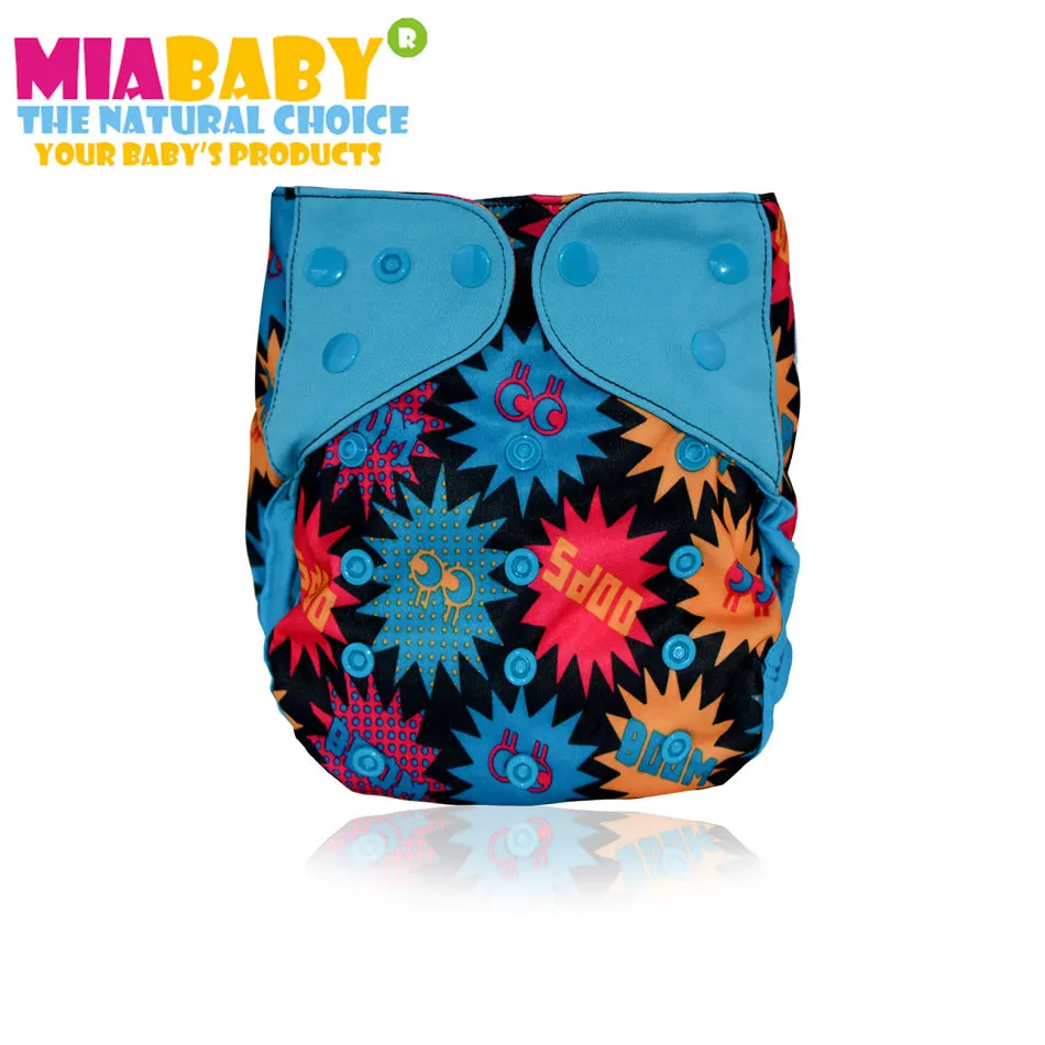 Miababy onesize тканевый подгузник, многоразовый, моющийся, водонепроницаемый и дышащий, подходит для 3-15 кг