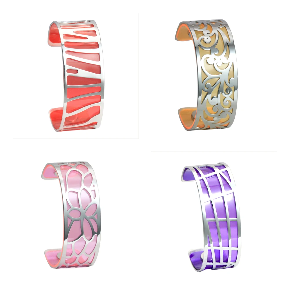 

Legenstar Argent Cuff Bangles Bracelets For Women Bijoux Stainless Steel Bracelet Manchette InterchangeableTransparent Leather