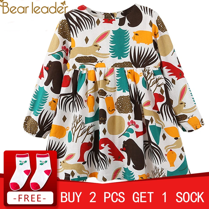 Bear Leader Girls Dress 2018 New Spring England Style Girls Clothes Long Sleeve Cartoon Forest Animals Graffiti for Kids Dresses Bear Leader Girls Dress 2018 New Spring England Style Girls Clothes Long Sleeve Cartoon Forest Animals Graffiti for Kids Dresses