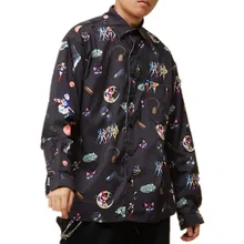 Мужская Готическая рэп хип хоп аниме Сейлор Мун принт Свободная блузка негабаритных рубашка уличная мода Blusa корейский Harajuku топы