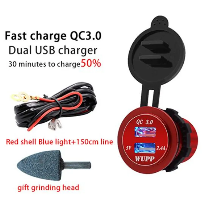 WUPP разъем питания автомобильное быстрое зарядное устройство QC 3,0 Dual USB 5 цветов алюминиевый корпус 5В/3.4A 2 порта зарядки - Название цвета: 4
