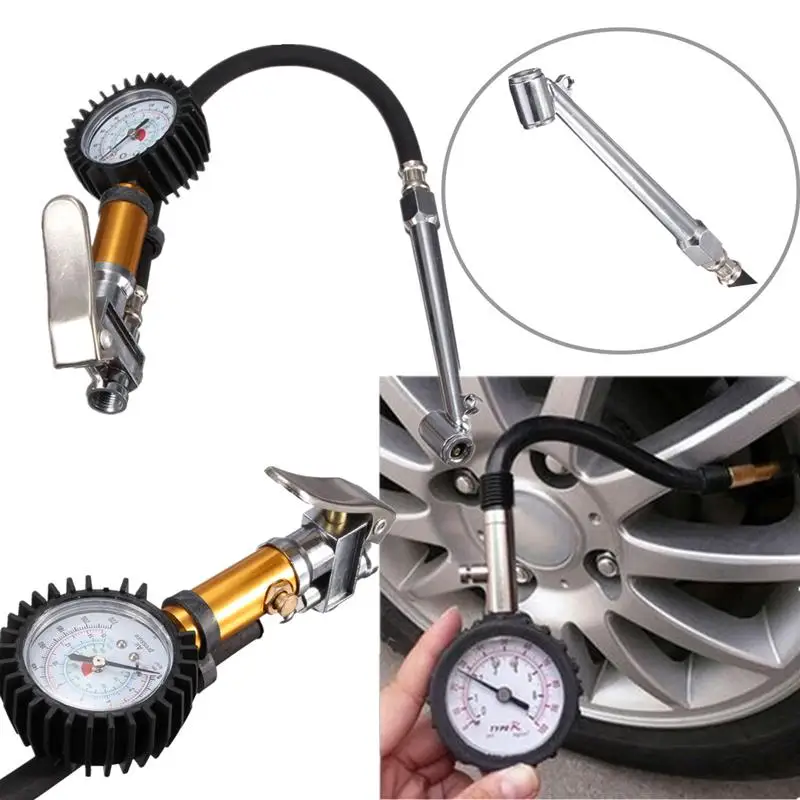 

Auto Car Truck Motorcycle Flexible Pistol Hose 220 PSI Air Tire Pressure Gauge Air Inflator Gun