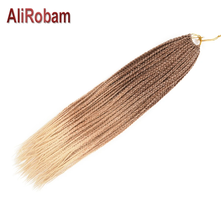 

AliRobam Box Braids Handmade Crochet Hair Synthetic Fiber Braids Light Brown Color Ombre Braiding Hair Extensions 22 Roots/pack