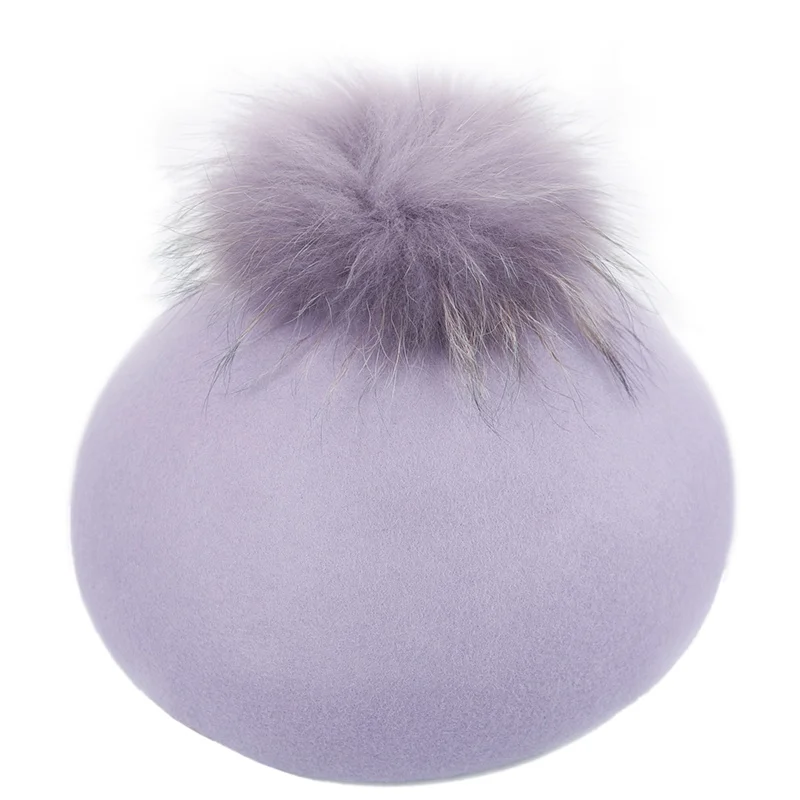 Sedancasesa, дизайн, австралийские шерстяные береты, шапки для девочек, детские популярные женские модные креативные французские береты, шапочка с милым помпоном - Цвет: Purple