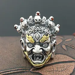 S925 Таиланд изысканный серебро серебряные украшения панк череп кольцо Inuyasha призрак Ретро Личность
