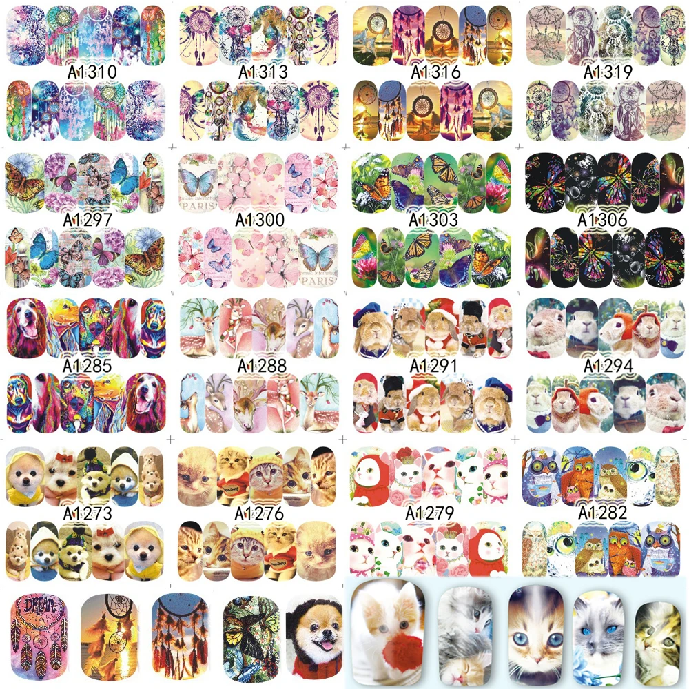 

48 Sheets Nail Art Tips New Arrival Dream Catcher Animal Nails Sets Decor Manicure for Nail Sticker Water Decals TRA1273-1320