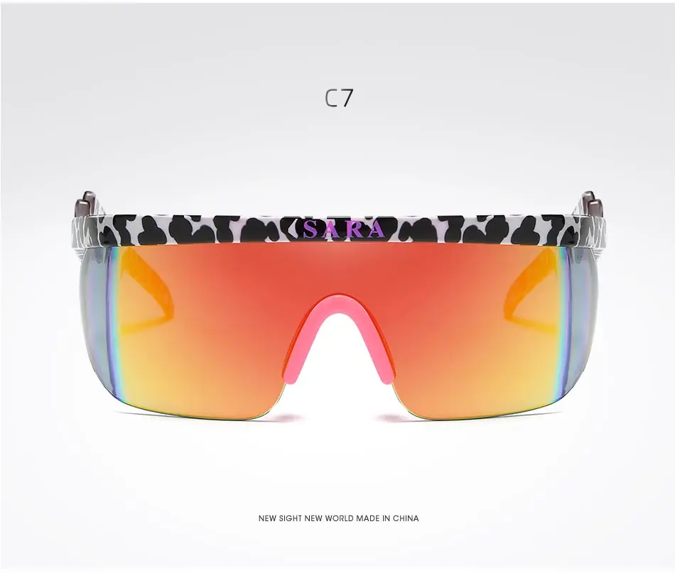 Summer New Sport Eyewear Men Goggle Oversize Sunglasses Windproof Shield Frame Coating Mirror Sun Glasses 2 Lens UV400