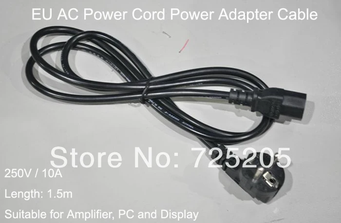 

AC Power Cord EU Power Adapter Cable with 2 Prong Female Power Plug Black 1.5m for Amplifier PC Display DIY Free Shipping
