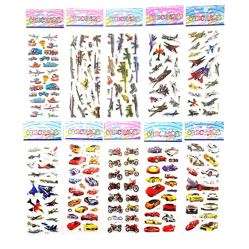 10Sheets Different 3D Stickers Toys Pegatinas Funny Toy For Children On Notebook Phone Laptop Christmas Gifts