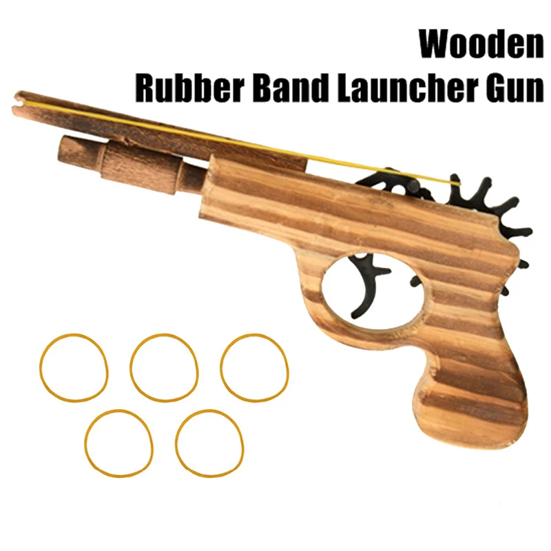 

Woodiness Hit Rubber String Pistol Elastic Number 13 Small Double Tube Wooden Grab Short Guns Nostalgia Toys Arts and Crafts