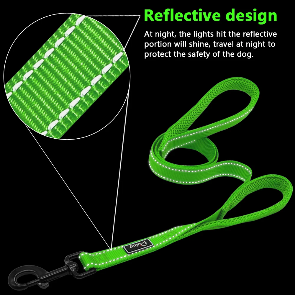 2 ручки Светоотражающий поводок собаки нейлон Двойная Ручка трафика поводок пояса для средних и крупных собак больше Управление безопасности Training