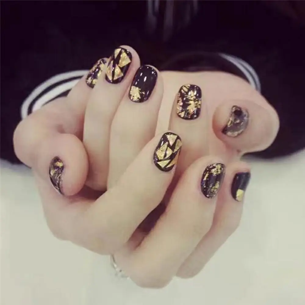 

1 Box Gold Silver Irregular Aluminum Foil Paper Nail Art Sticker 3D Glitter DIY Manicure UV Gel Polish Nail Decoration Tools