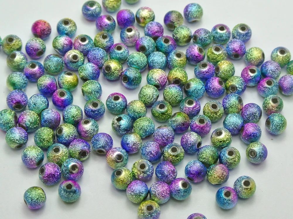 

500 Peacock Multi-Color Stardust Acrylic Round Beads 6mm(1/4") Spacer Finding