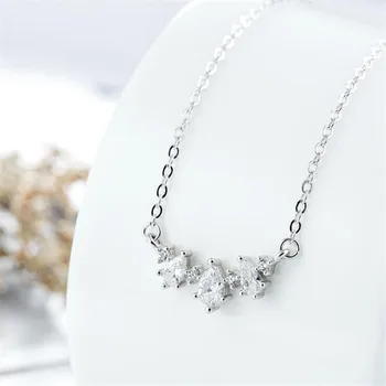 

European Style Exquisite Flash Crystal Flower 925 Sterling Silver Fashion Jewelry Beautiful Plant Branch Pendant Necklaces N400