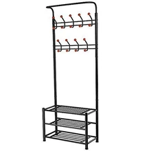 Горячие GCZW-18 крючки металлическая одежда/шляпа Вешалка дерево стенд зала пальто стойки/стенд с обувью полки для хранения(черный