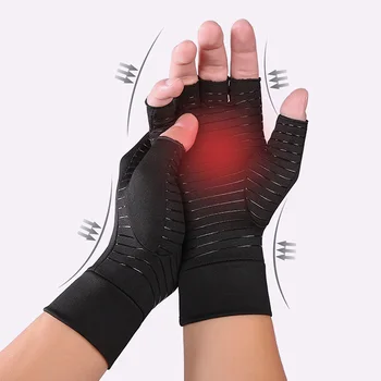 

1Pair Women Men Cotton Elastic Hand Arthritis Joint Pain Relief Gloves Therapy Open Fingers Compression Gloves TK-ing