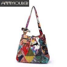 Annmouler Брендовая женская сумка на плечо из хлопковой ткани, сумки, регулируемая Лоскутная сумка хиппи, Большая вместительная сумка Хобо, цыганская сумка