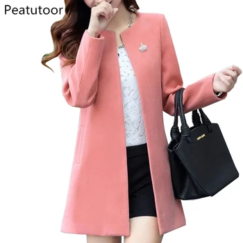 

Fashion O-Neck Long Sleeve Women Coats Plus Size S-3XL Solid Color Casaco Feminino Loose Cardigan 2017Autumn Slim Thin Outerwear