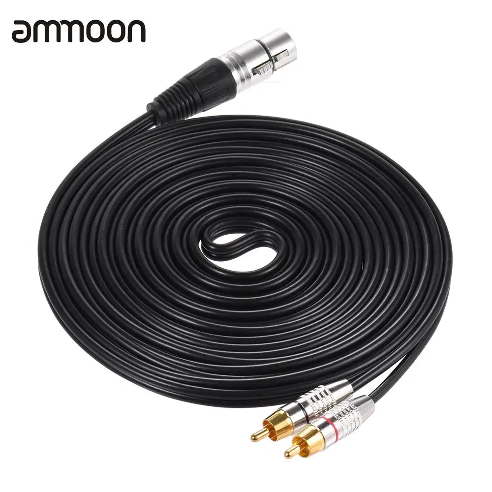 

1 XLR Female to 2 RCA Male Plug Stereo Audio Cable Connector Y Splitter Wire Cord (5m / 16.4ft)