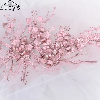 

5 pieces/lot free shipping lady dresses sewing accessories 9 Colors beaded lace patches Mix colors available