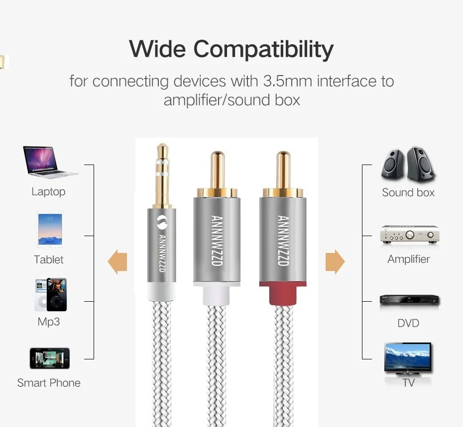 Кабель с разъемом RCA 3 5 мм на 2 аудиокабеля м 2RCA кабель для Edifer домашнего