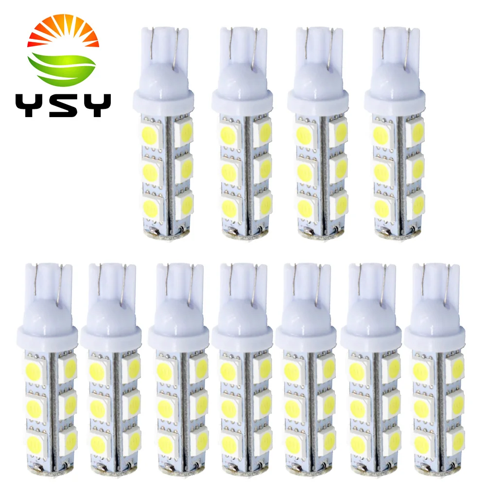YSY 10 шт. светодиодный автомобильный светильник DC 12V лампада T10 5050 13 SMD 194 168 w5w