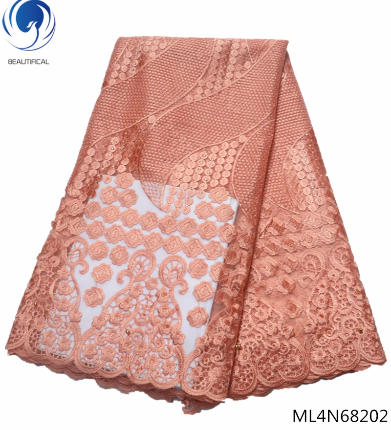 

BEAUTIFICAL nigerian tulle fabric embroidry lace 5 yards for wedding party french net tulle fabric ML4N682