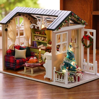 

Fine furniture DIY Doll House Wodden Miniatura Doll Houses Furniture Kit Puzzle Handmade Dollhouse Toys For Children girl gift