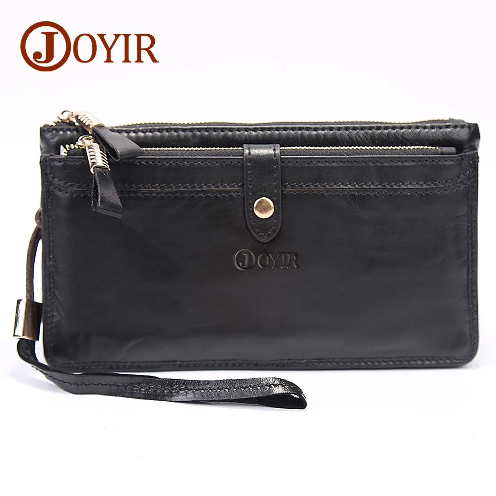 

Brand Genuine Leather Double Zipper Men Wallets Designer Business Male Wallet Fashion Coin Purse Card Holder Long Clutch Wallets