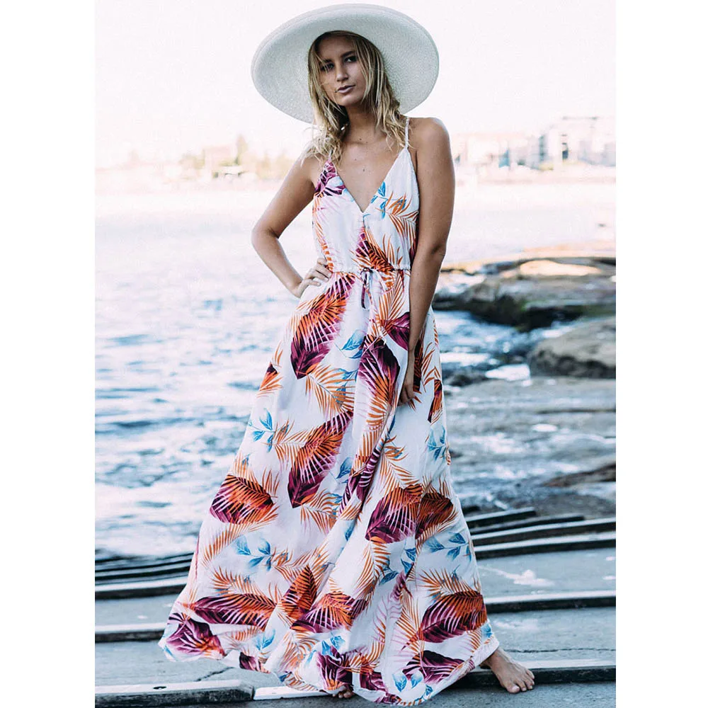 

2019 New Style Summer Dress Sleeveless Print Casual Women Dress Ankle-Length Women Long Beach Dresses Vestidos