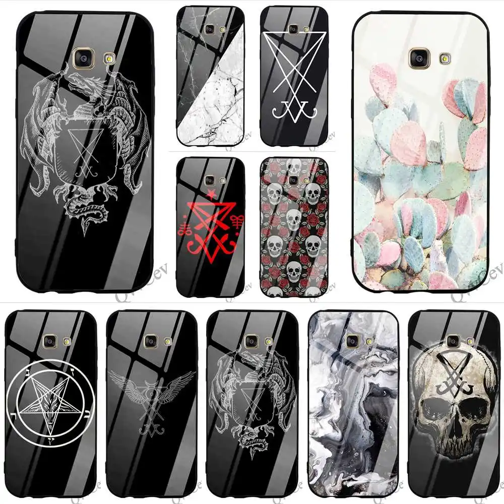 

Fashion Sigil Lucifer Seal Satan Tempered Glass Phone Case for Samsung S9 Cover S7 Edge Note 8 9 Galaxy S8 Plus S10 Covers Back