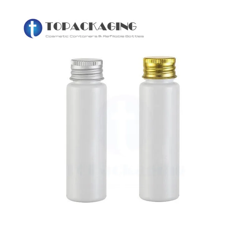 30PCS/LOT-30ML Aluminum Screw Cap Bottle,White Plastic Cosmetic Container,Serum Sub-bottling,Empty Shampoo Bottle,Flat Shoulder 30pcs lot 30ml aluminum screw cap bottle blue plastic cosmetic container serum sub bottling empty shampoo bottle flat shoulder