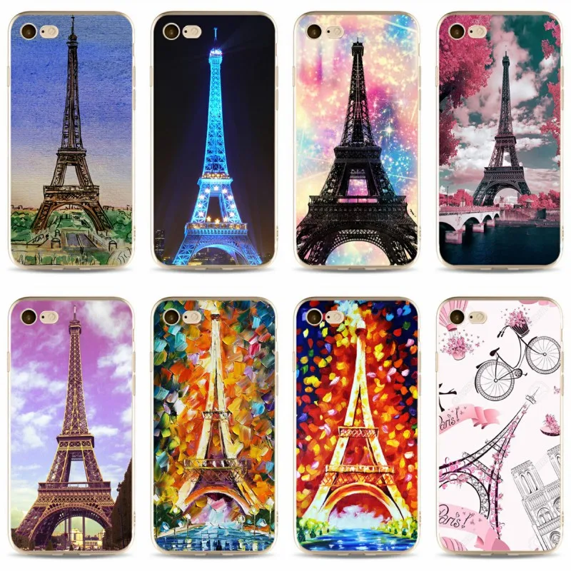 

Paris Eiffel Tower Oil painting design mobile phone cover For iPhone 5 5C 5S SE X 6 6S 6plus 7 7plus 8 8plus TPU soft shell
