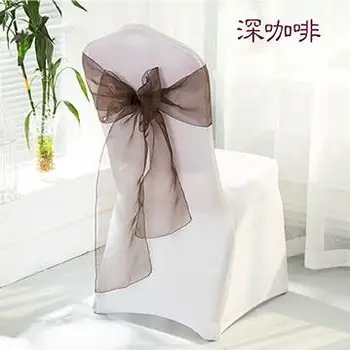 

Coffee Organza Chair Sash Free Shipping 50 PCS For Specail Theme Wedding Patry Decoration