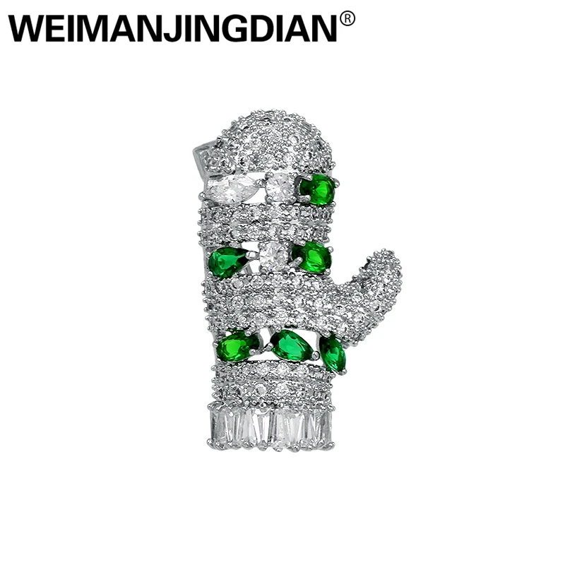WEIMANJINGDIAN бренд красный/зеленый кубический цирконий CZ перчатка с кристаллами