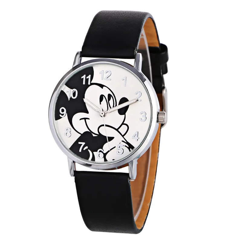 2019 Cute Cartoon Quartz Wristwatch Children Leather Ladies Watch Mickey Women Watches Kid Boy Girls Relojes