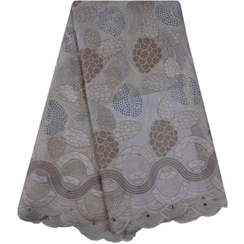 

Beautiful Beige Swiss voile Lace Wedding Fabric High Quality Nigerian Dry Cotton Lace Fabric For Women Party Dress A1046