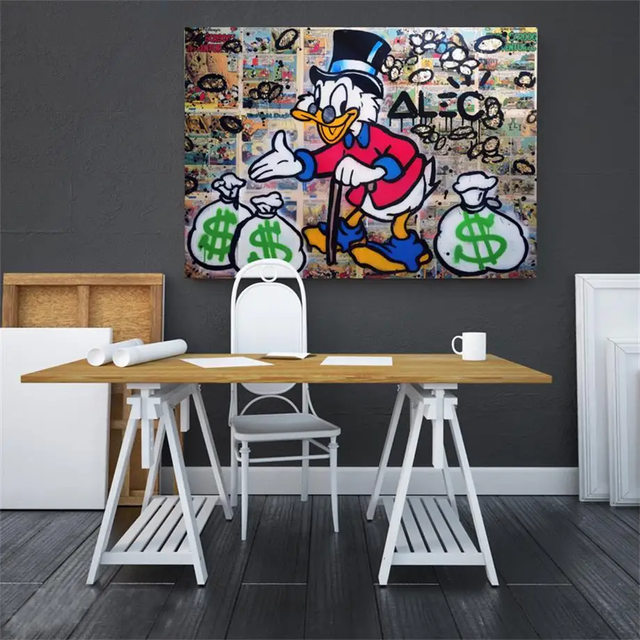 Мультфильм Дональд Дак Улица граффити стены искусства холст картина
