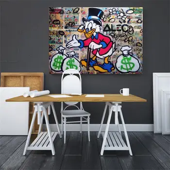 

Cartoon Donald Duck Street Graffiti Wall Art Canvas Painting Nordic Posters And Prints Canvas Art Wall Pictures Room Decor