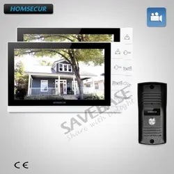 HOMSECUR 9 "телефон видео домофон системы + белый мониторы 1C2M для квартиры с RU местной доставки