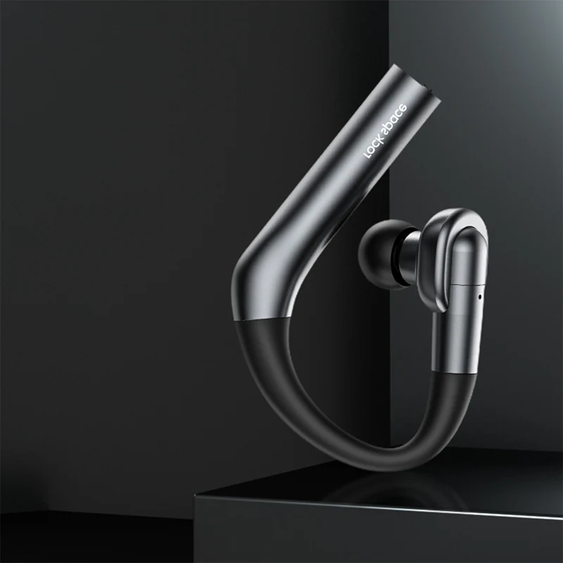 ROCK Bluetooth Earphone for Music Ear-hook Design Wireless Earphones Bluetooth 5.0 Earphone With Mic for iPhone Xiaomi Samsung - Цвет: Gray