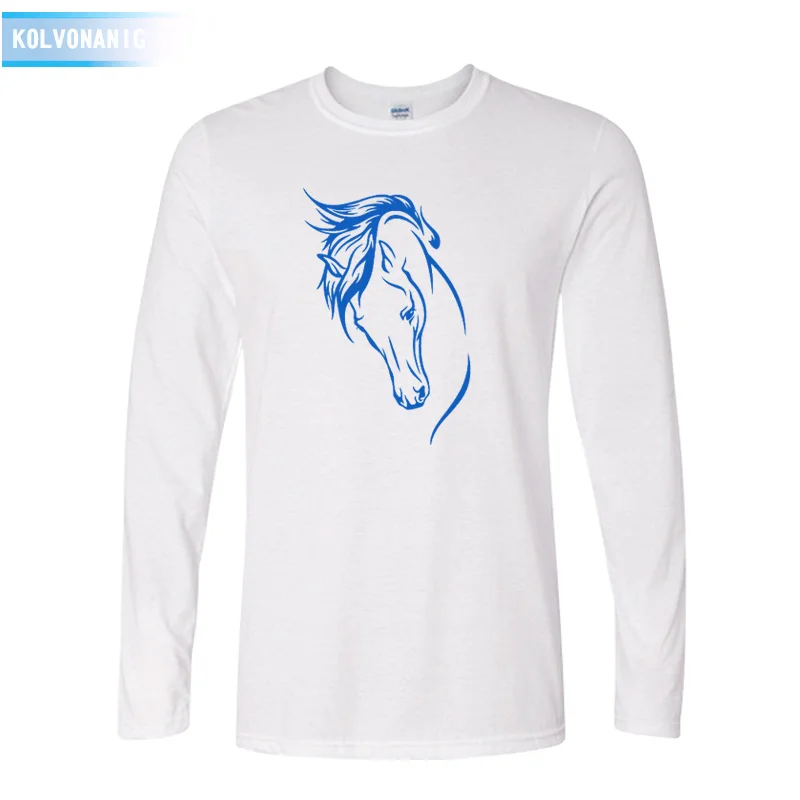 KOLVONANIG Man's Heartbeat Of Horse T Shirts Fall Style Long Sleeve