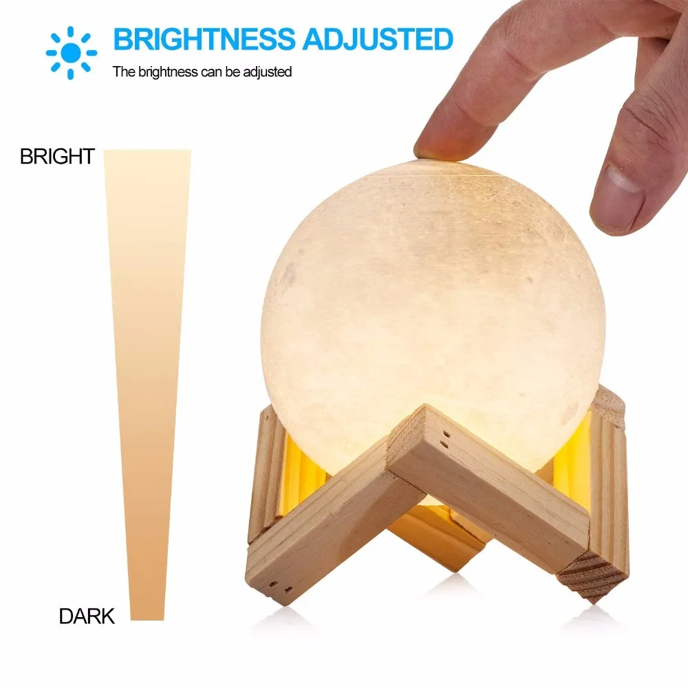 قابلة للشحن 3D طباعة مصباح قمري 2 لون تغيير مسة التبديل نوم خزانة ليلة الخفيفة ديكور المنزل الإبداعية هدية الكريسماس