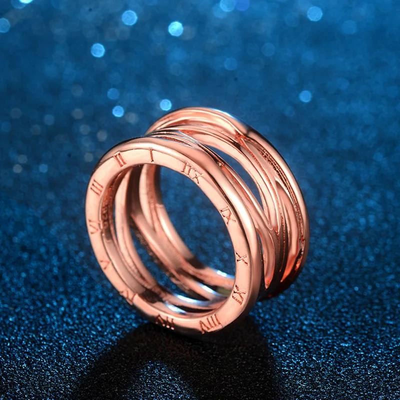 Kemstone Personalized Wide Roman Numerals Wedding Ring Rose Gold Color Multilayer Criss-Cross Luxury Jewelry Wholesale