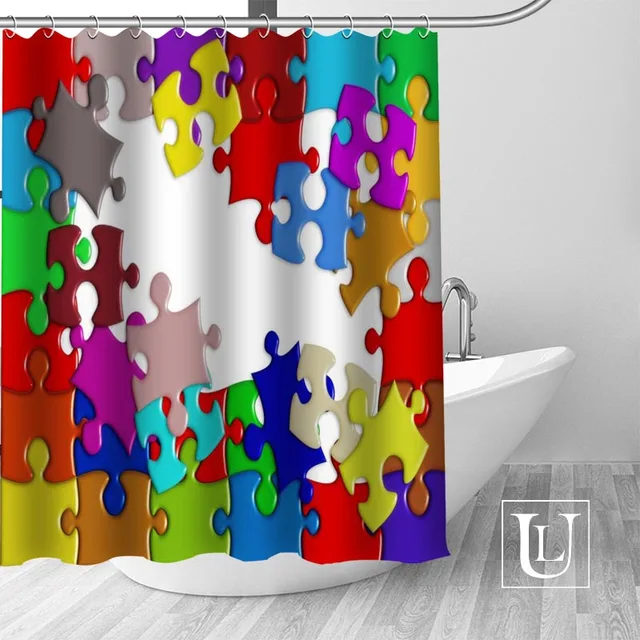 New Arrival Modern Custom Autism Puzzle Fabric 100 Polyester Shower Curtain High Quality Washable Bath Decor Waterproof Popular Shower Curtains Aliexpress
