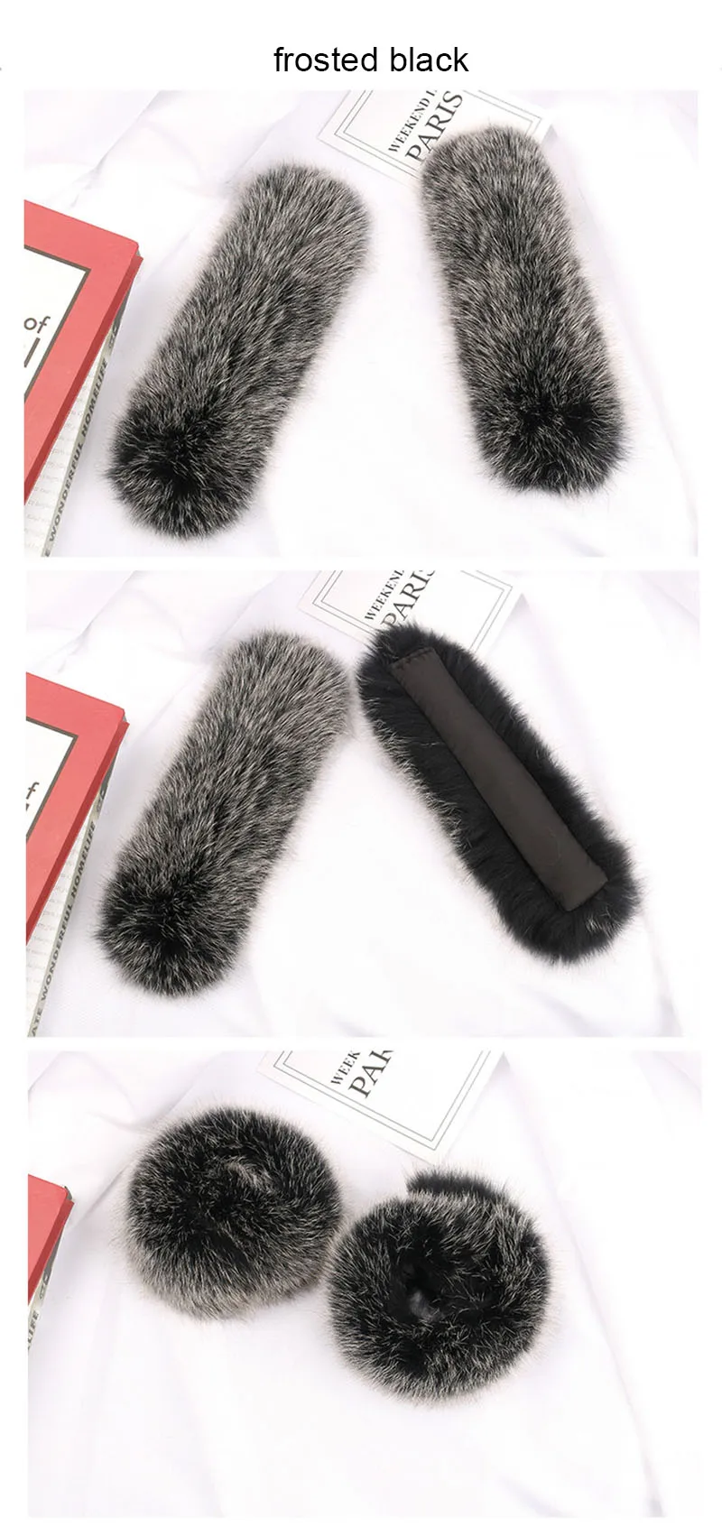 fox fur slap cuffs color frosted black