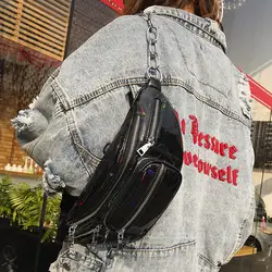 Унисекс лазерные кожаные сумки через плечо яркие цвета Корейская версия Модные вместительные сумки на плечо нагрудная сумка taschen для