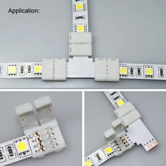 20 штук 10 мм Solderless 4PIN RGB печатной платы разъем для 3528 2835 5050 не Водонепроницаемый RGB Светодиодные ленты Освещение