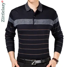 Повседневная Деловая Мужская рубашка с длинным рукавом, мужская полосатая Модная брендовая рубашка поло, дизайнерская Мужская теннисная рубашка поло camisa social 5158