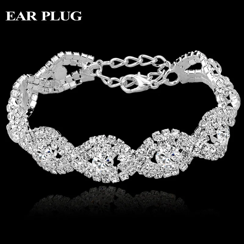 Cristal autrichien Bracelets Pour Les Femmes Femme Or Argent Charme Bracelets Bracelets De Mariage Turc Bijoux